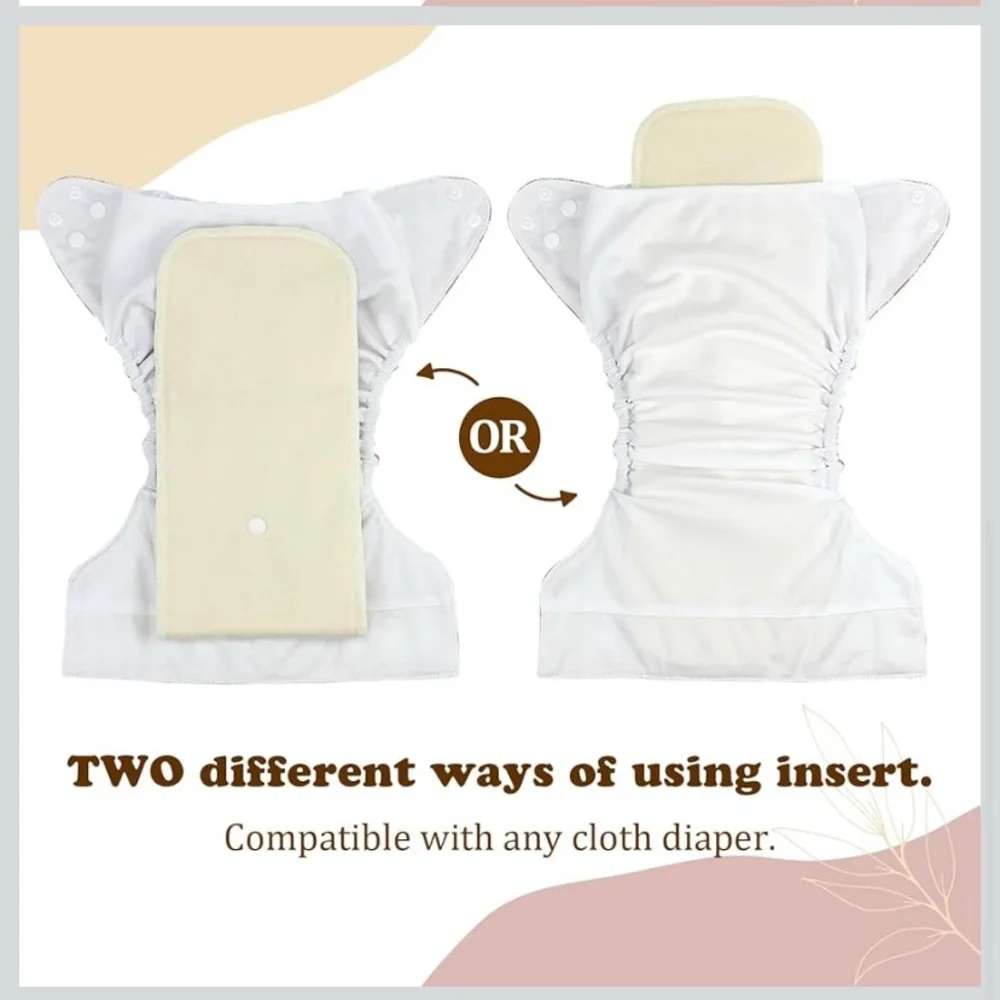 Mama Koala 3-Layer Hemp Cotton Baby Cloth Diaper Inserts, Adjustable(6 Pack)